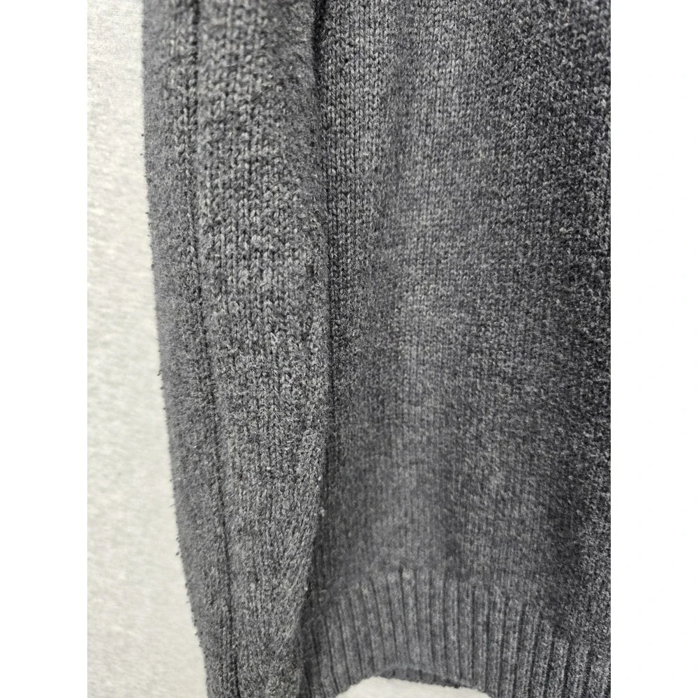 Marled Reunited Clothing Gray Cable Knit Full Zip Sweater Mock Neck XL Unisex